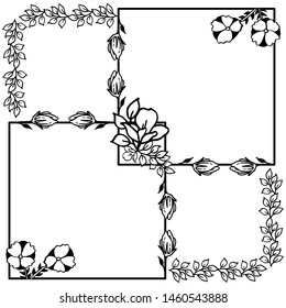 Decoration for invitation card, floral frame with plant. Vector