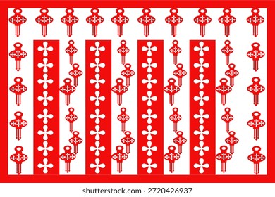 Die Dekoration von Laterne und Blume in rot-weiß Ton.Chinesisches Neujahrsthema, gestreifte Muster Kunstdesign.