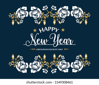 Decoration of leaf flower frame for greeting card celebration happy new year nature. Vector