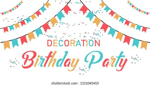 Decoration and Lettering Happy Birthday Card Design colorful flat design Vector EPS 10