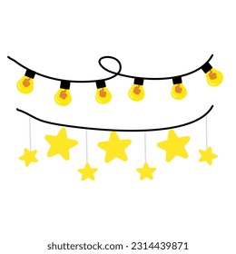 Decoration light bulb hanging light celebration vector collection 