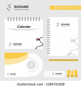 Decoration light Logo, Calendar Template, CD Cover, Diary and USB Brand Stationary Package Design Vector Template