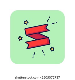 Decoration line icon. Two festive bands with confetti on green background. Celebration concept. Vector illustration can be used for topics like greeting, party, festival, carnival, opening