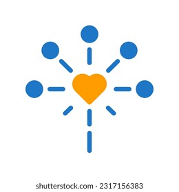 Decoration love icon solid blue orange style valentine illustration vector element and symbol perfect.