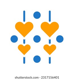 Decoration love icon solid blue orange style valentine illustration vector element and symbol perfect.