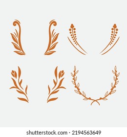 decoración para hacer un logo único y atractivo en un estilo antiguo con un tema floral, con cuatro elementos en total