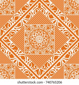 decoration with Mandala Flower Ornament. Seamless vector Illustration. Tribal Ethnic Arabic, Indian, motif. For Fashion Background, Wallpaper, Home Decor, Interior Design