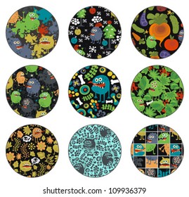 Decoration with monster patterns. Vector illustration.