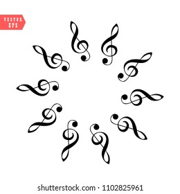 Decoration of musical notes in the shape of a circle
