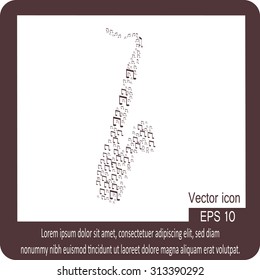 Decoration of musical notes in the shape of a saxophone