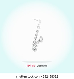 Decoration of musical notes in the shape of a saxophone. Vector icon.