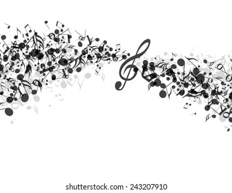 Decoration of musical notes in the shape of a wave