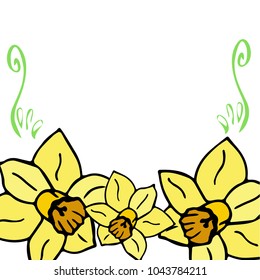 Decoration of Narcissus. Frame vector illustration