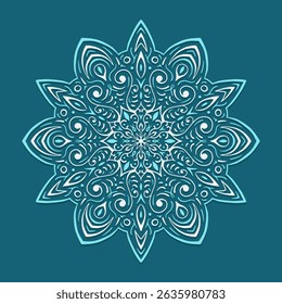 Decoration for New Year Christmas and winter holidays. Snowflake on blue background. Vector illustration 1