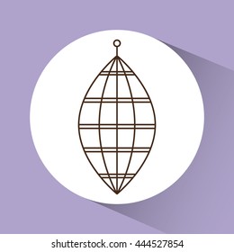 Decoration object concept represented by cute birdcages over circle illustration, flat and colorfull design