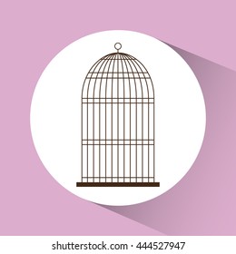 Decoration object concept represented by cute birdcages over circle illustration, flat and colorfull design