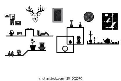 Decoration on Shelf and Wall