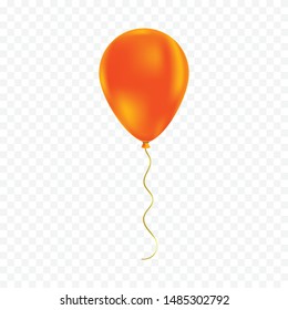 Decoration orange helium balloon vector illustration on transparent background