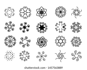 decoration and ornament set icon vector. batik ethnic set