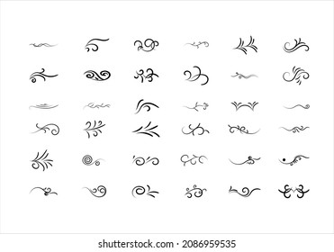 Decoration and ornaments elements set on white background. Floral ornament.
