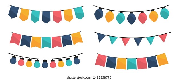 Decoration party flags for holiday celebration background