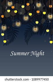 Decoration party lights for summer holiday at night.