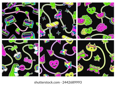 Decoration pattern with 90's sticker elements