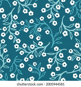 Decoration Pattern with Green and White Flower Vector Graphic Silhouette can be use for background and apparel design