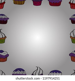 Decoration pattern style. Illustration in white, violet and black colors. Seamless. Vector illustration. Border design is pattern in doodles art style. Decorative vintage frames and borders.