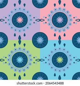 Decoration pattern template flat symmetric geometry design,pastel 4colors