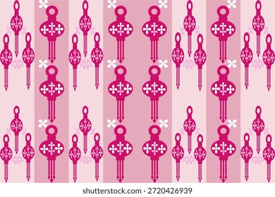 The decoration of pink lantern from geometric shape on pastel baclground.ethnic art design stripe.