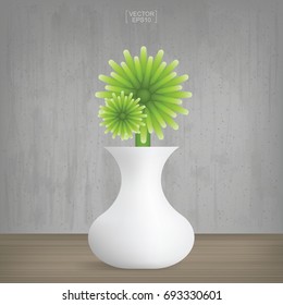 Decoration plants with vintage interior background. Abstract natural object for install and decoration in room space. Vector illustration.