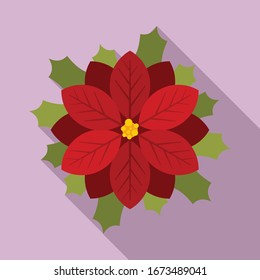 Decoration poinsettia icon. Flat illustration of decoration poinsettia vector icon for web design