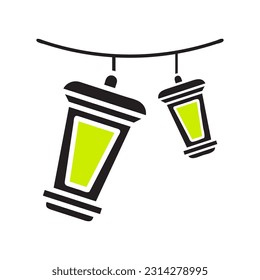 Decoration Ramadan icon solid black green colour ramadan illustration vector element and symbol perfect.