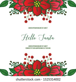 Decoration of red wreath frame, for design banner hello santa. Vector