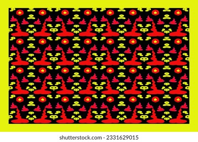 The decoration of red and yellow line on black background,to be spiritual stripe pattern,art design