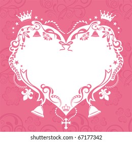 Decoration seamless heart frame. Illustration vector.