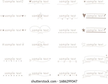 decoration set of title and label.
text space simple line handwriting flame brown