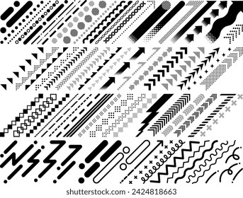 Decoration set of various upward sloping lines and arrows