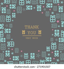 
Decoration with simple vector gifts in a circle and grey frame