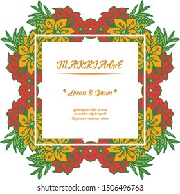 Decoration sketch colorful wreath frame, for design element card of marriage. Vector