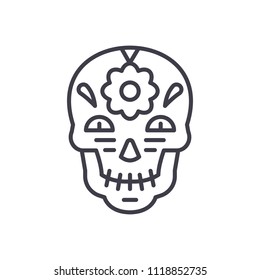Decoration skull black icon concept. Decoration skull flat  vector symbol, sign, illustration.
