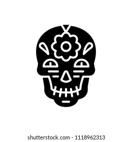 Decoration skull black icon concept. Decoration skull flat  vector symbol, sign, illustration.