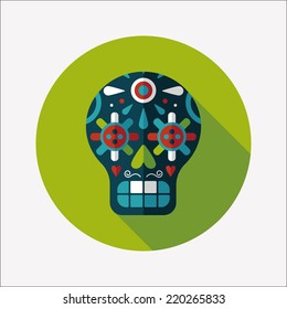 decoration skull flat icon with long shadow,eps10