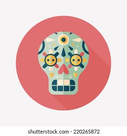 decoration skull flat icon with long shadow,eps10