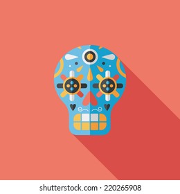 decoration skull flat icon with long shadow,eps10