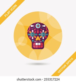 decoration skull flat icon with long shadow,eps10
