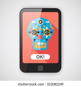 decoration skull flat icon with long shadow,eps10