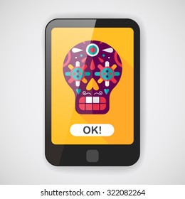 decoration skull flat icon with long shadow,eps10