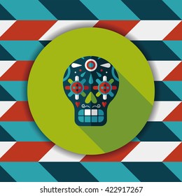 decoration skull flat icon with long shadow,eps10